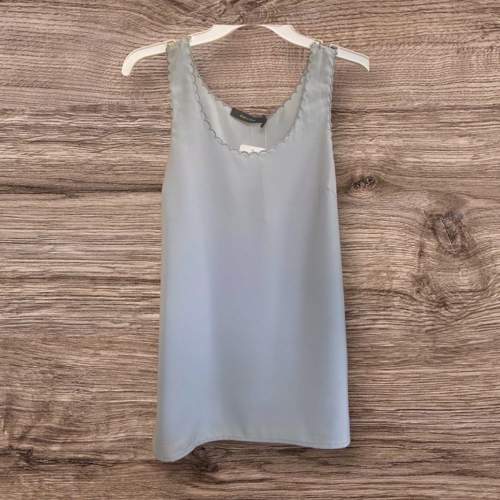 🆕Doe & Rae Blue Scallop Detail Top